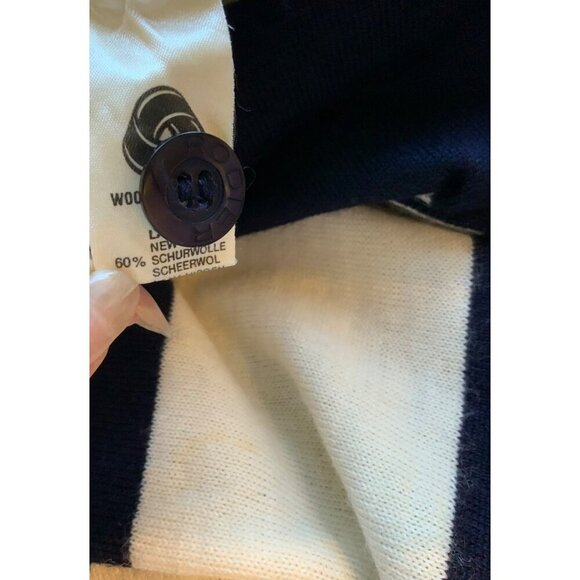 Rodier Paris vintage womens cardigan/ jacket navy white wide stripe - Picture 7 of 11
